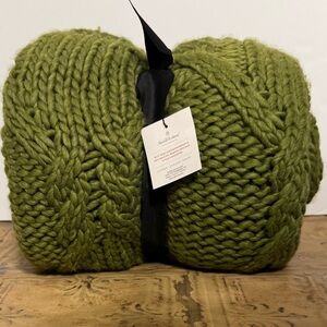 Hearth & Hand Olive Green Chunky Yarn Blanket